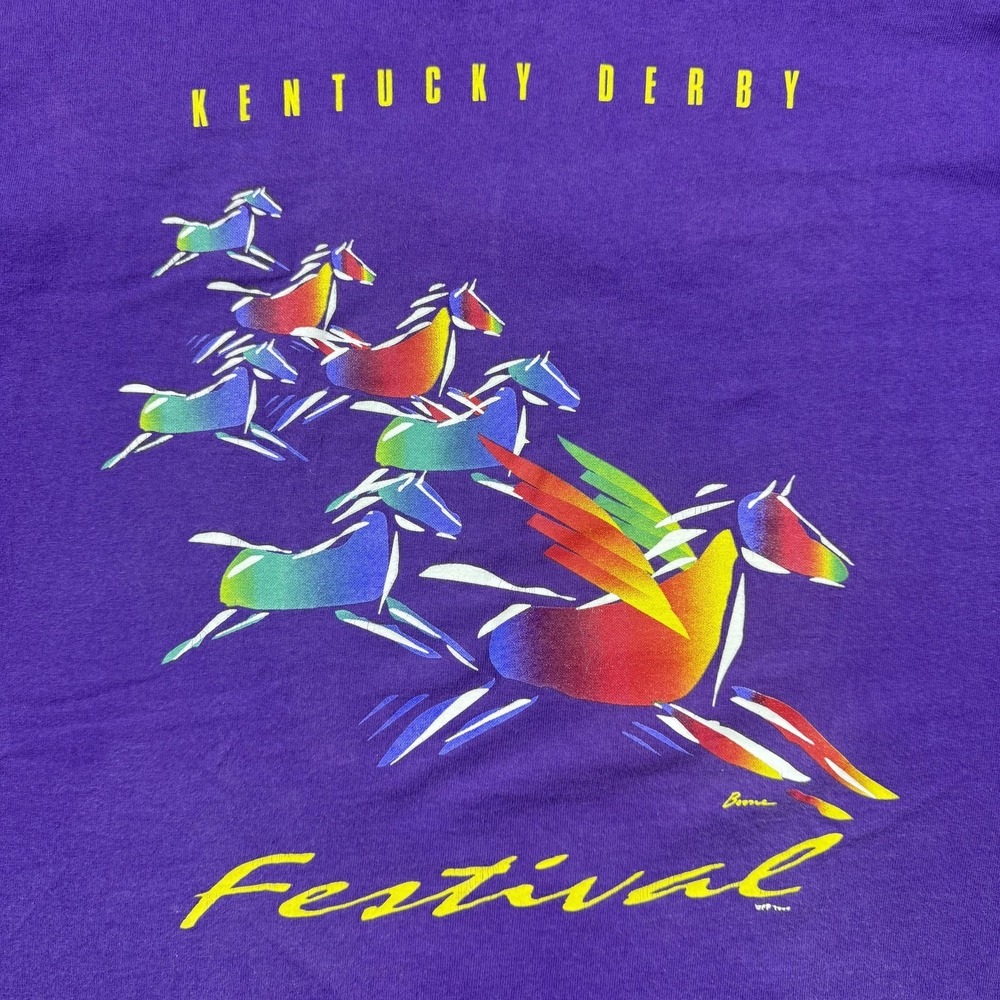 Vintage Kentucky Derby Festival Shirt Mens 2XL Purple Horse Graphic Made USA 90s